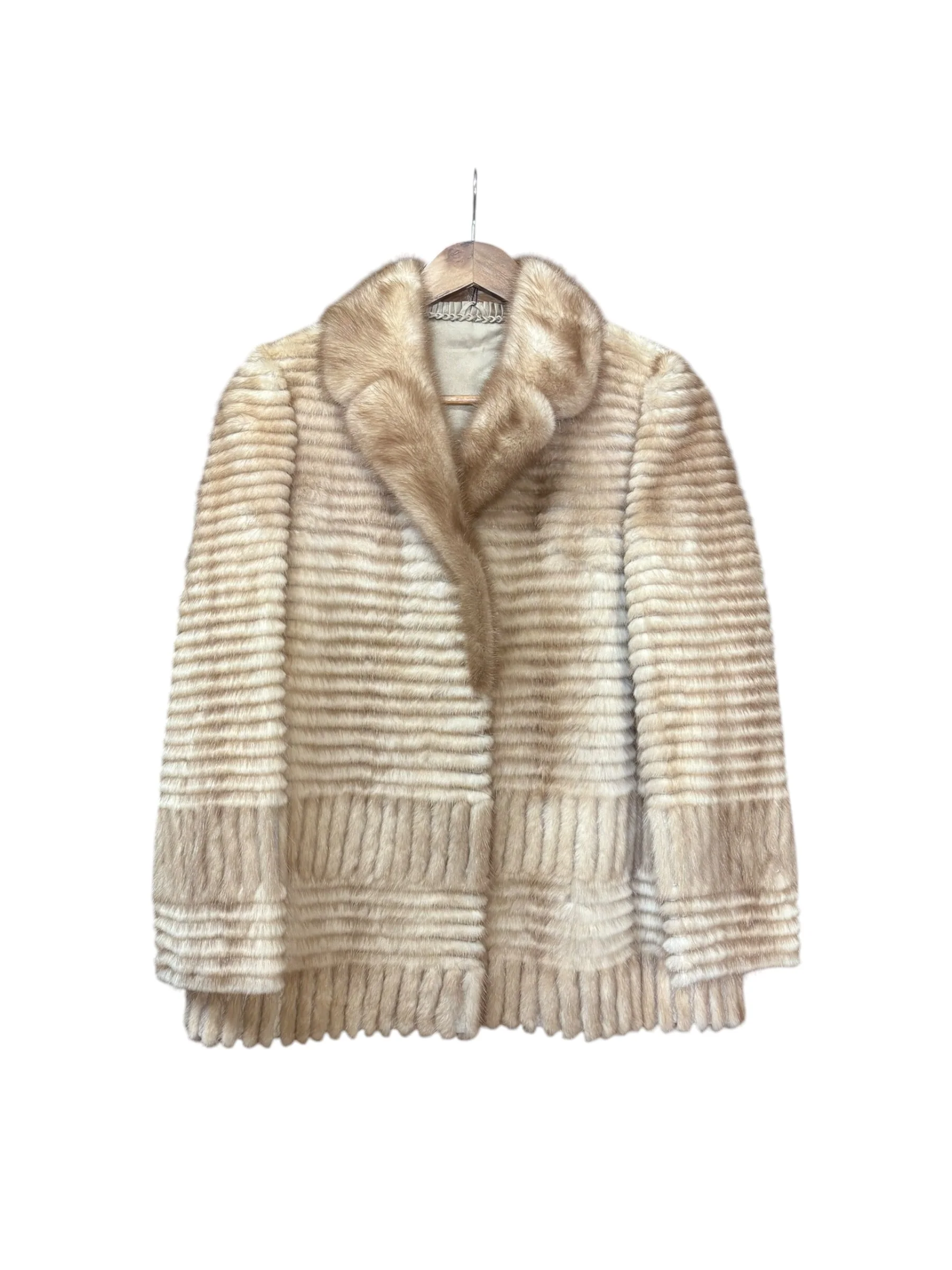 Vintage Stripped Ivory Mink Fur Coat