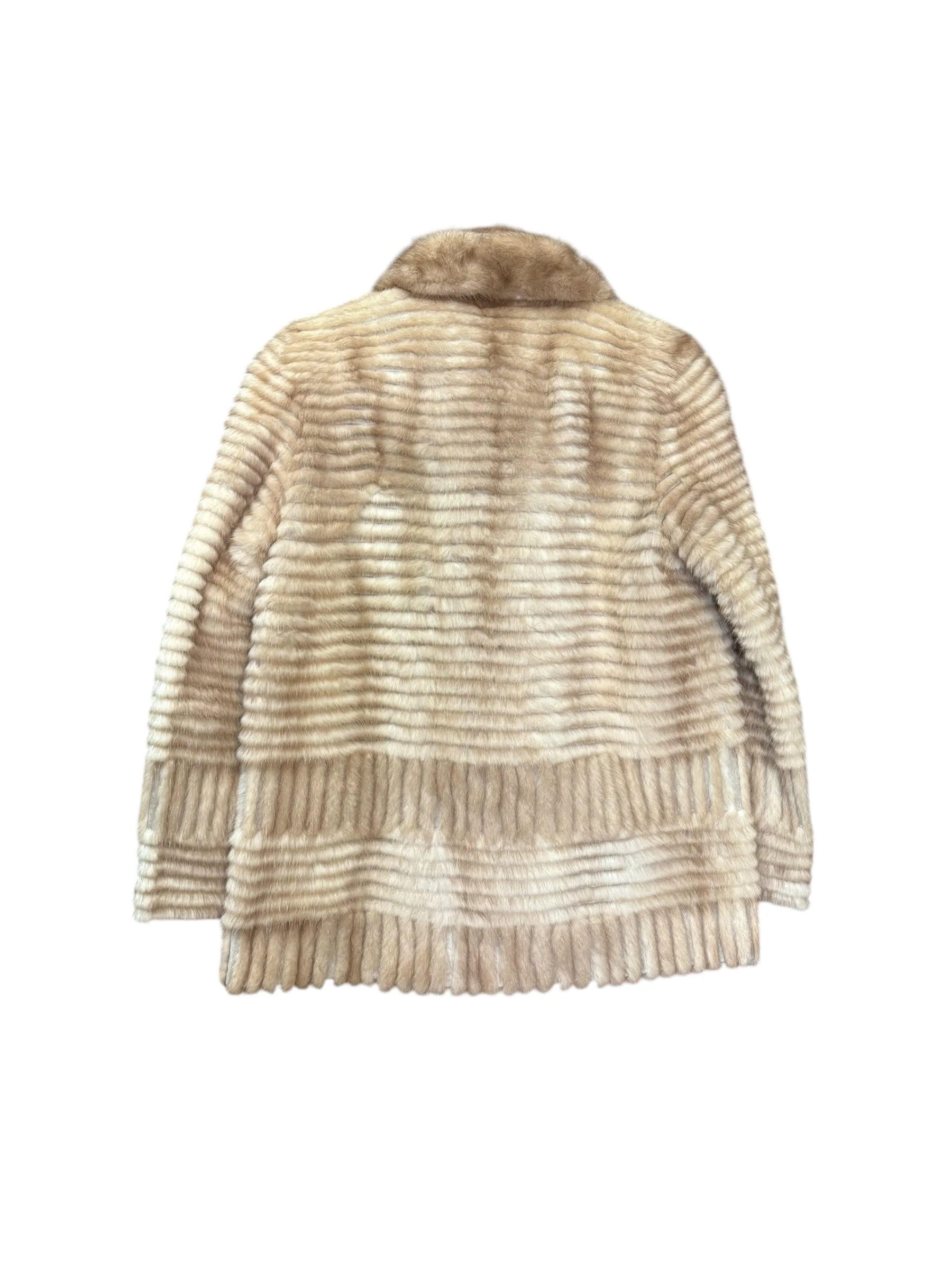 Vintage Stripped Ivory Mink Fur Coat - Image 2