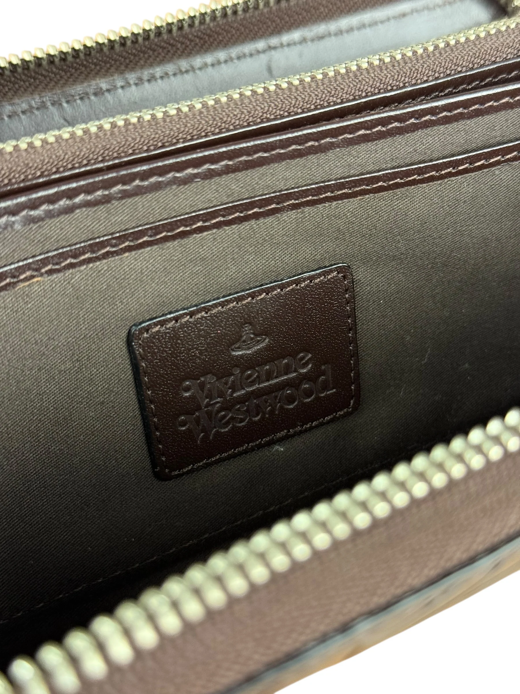 Vivienne Westwood Brown Leather Logo Zippy Wallet - Image 16