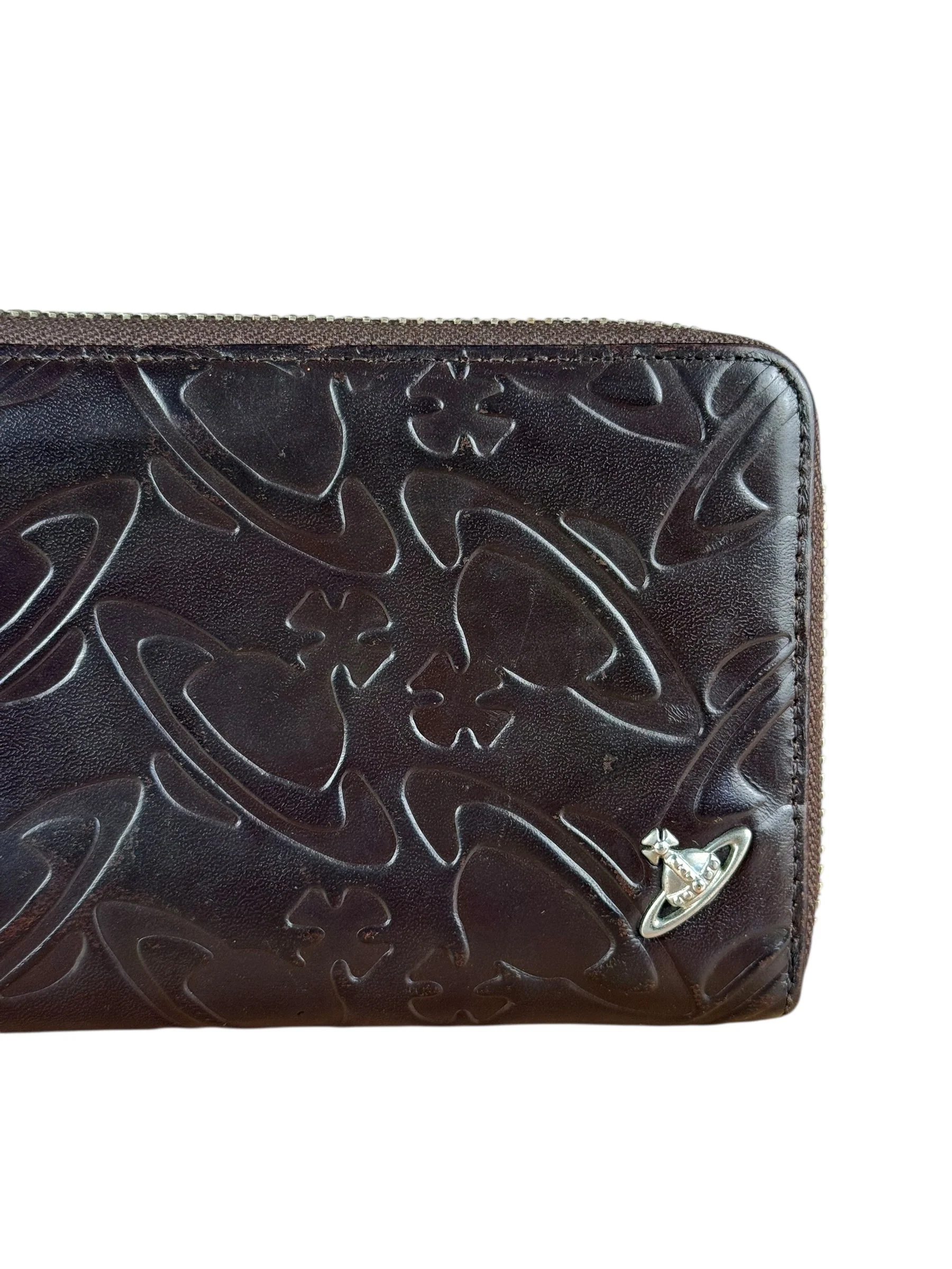 Vivienne Westwood Brown Leather Logo Zippy Wallet - Image 2
