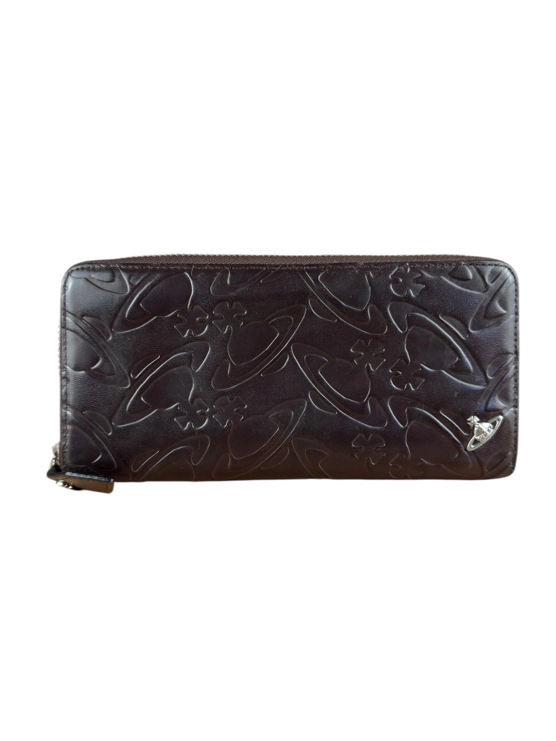 Vivienne Westwood Brown Leather Logo Zippy Wallet - Image 3