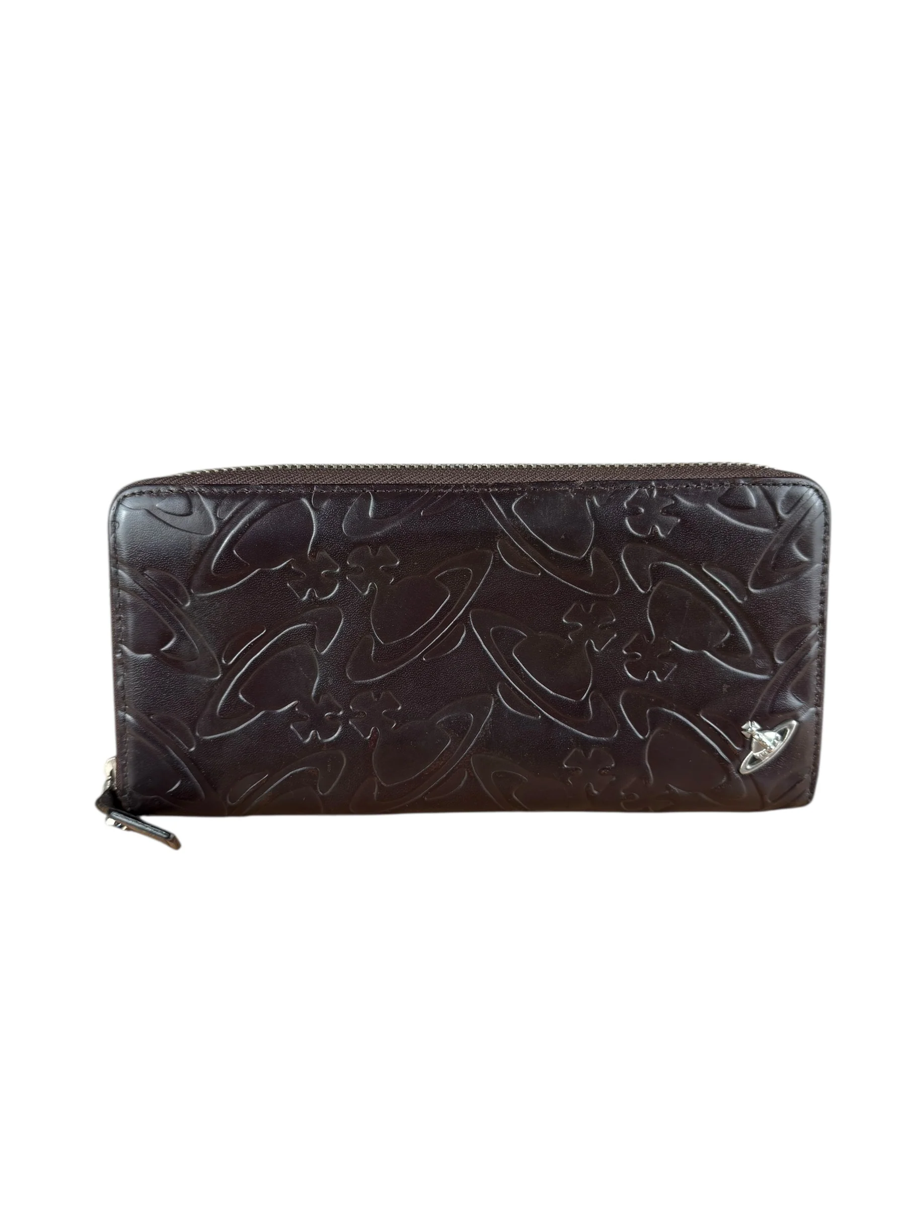 Vivienne Westwood Brown Leather Logo Zippy Wallet - Image 5