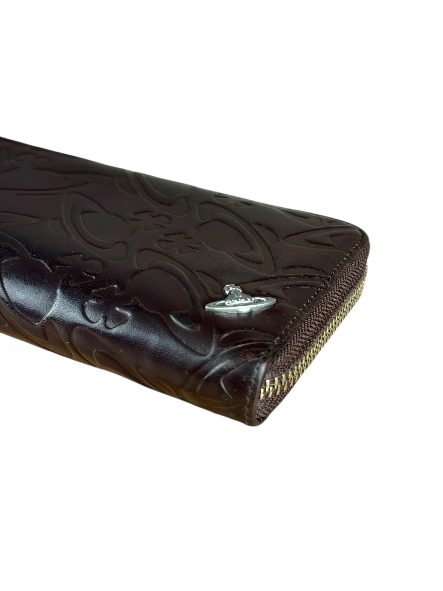Vivienne Westwood Brown Leather Logo Zippy Wallet - Image 6