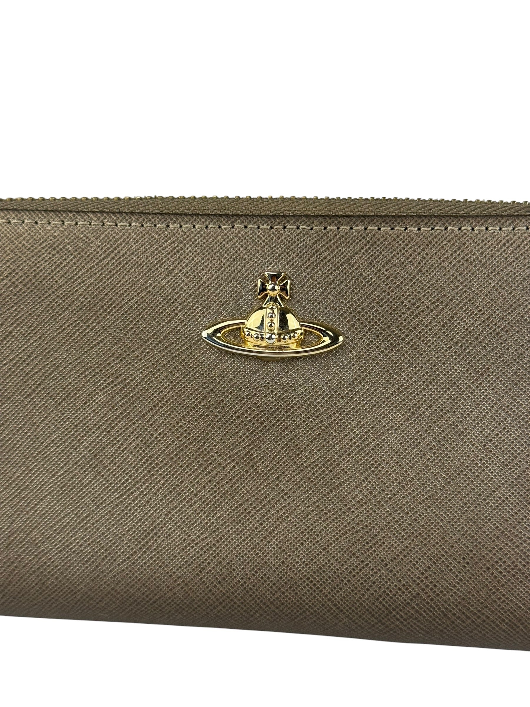 Vivienne Westwood Brown Leather Orb Zip Long Wallet - Image 4