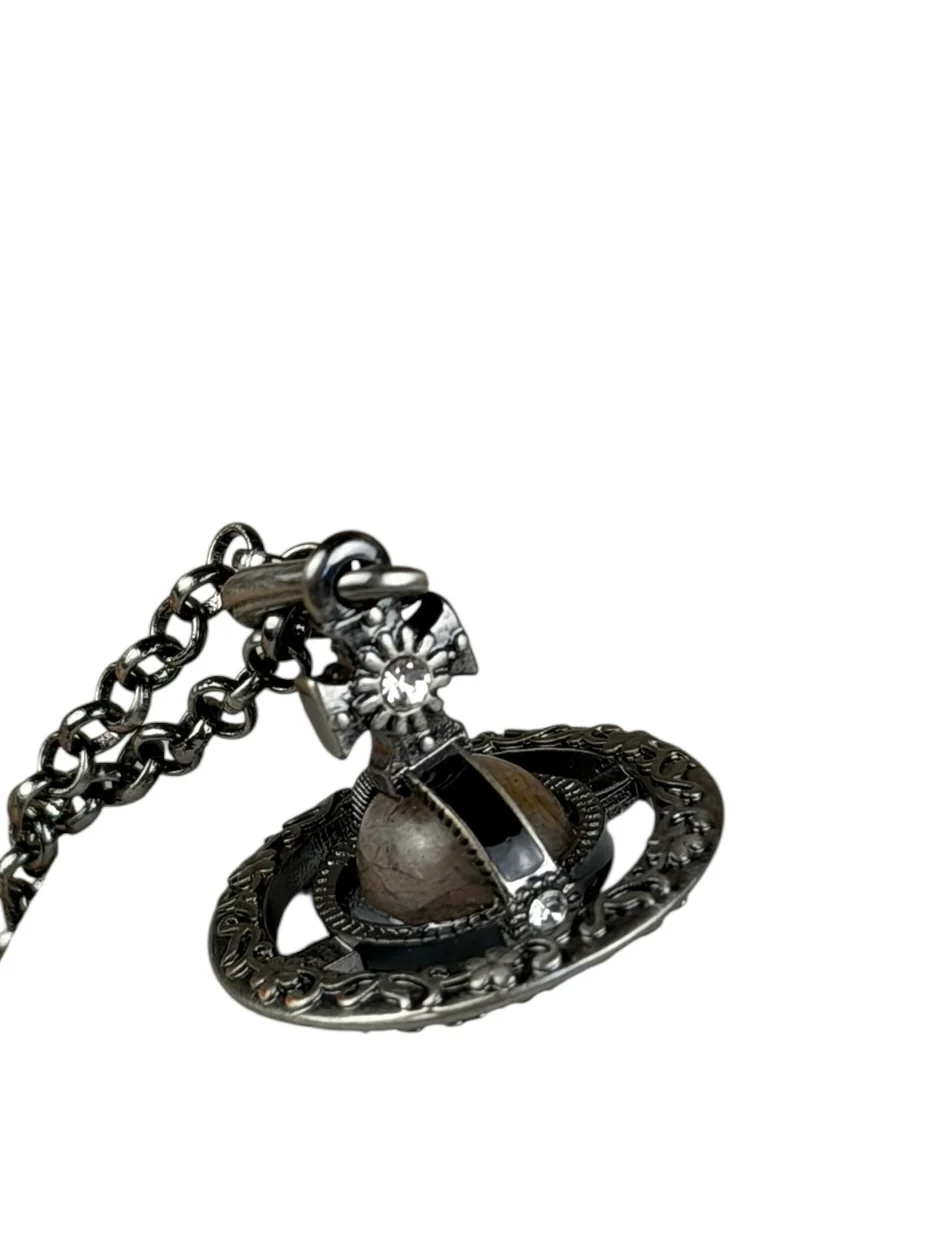 Vivienne Westwood Gunmetal 3D Orb Necklace - Image 4