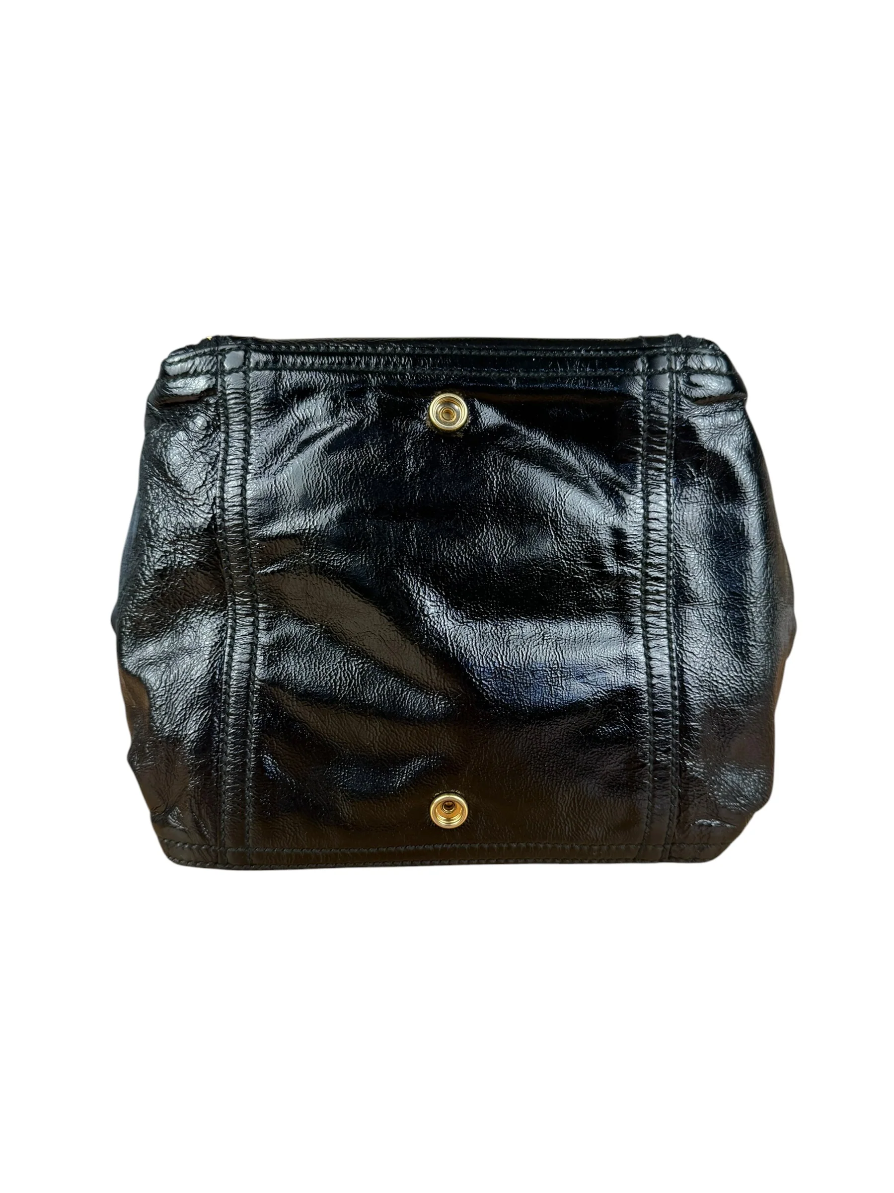 YSL Vintage Black Patent Leather Downtown Handbag - Image 10