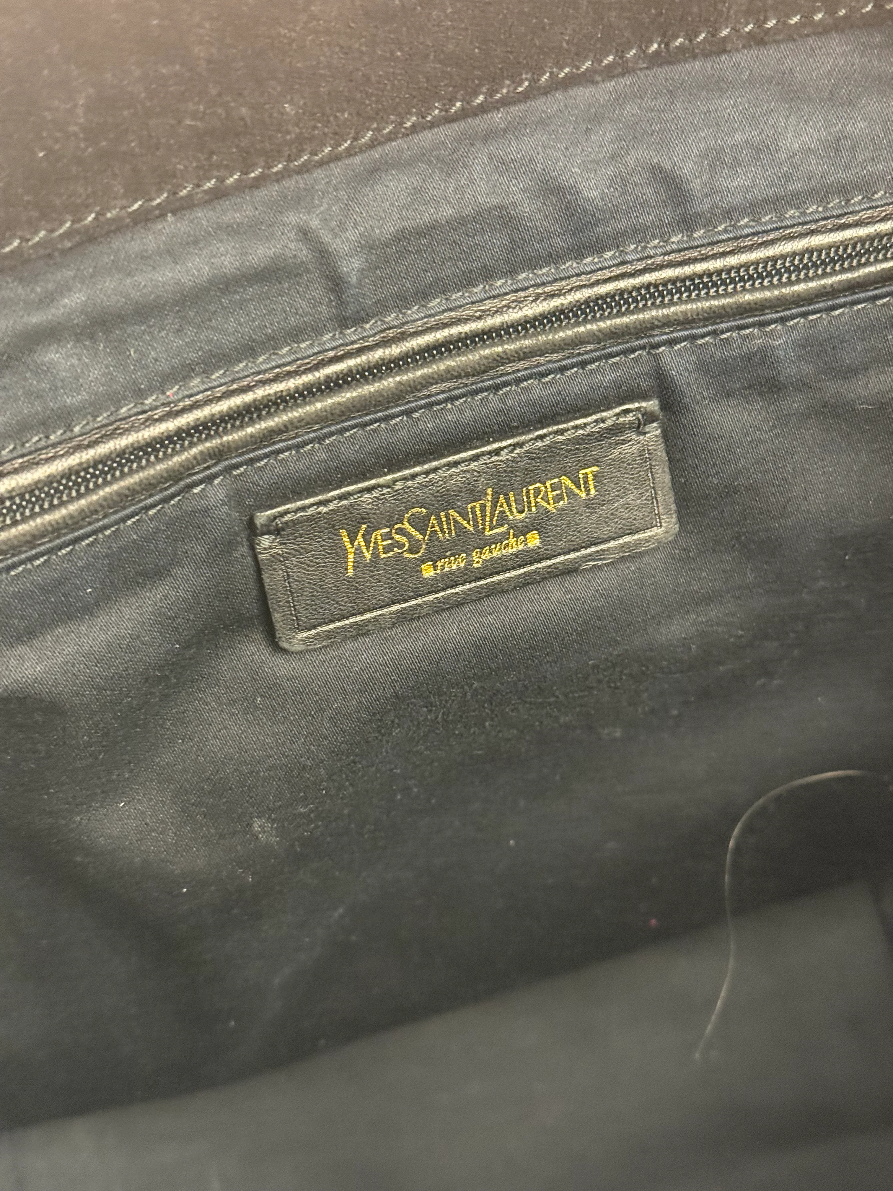 YSL Vintage Black Patent Leather Downtown Handbag - Image 19