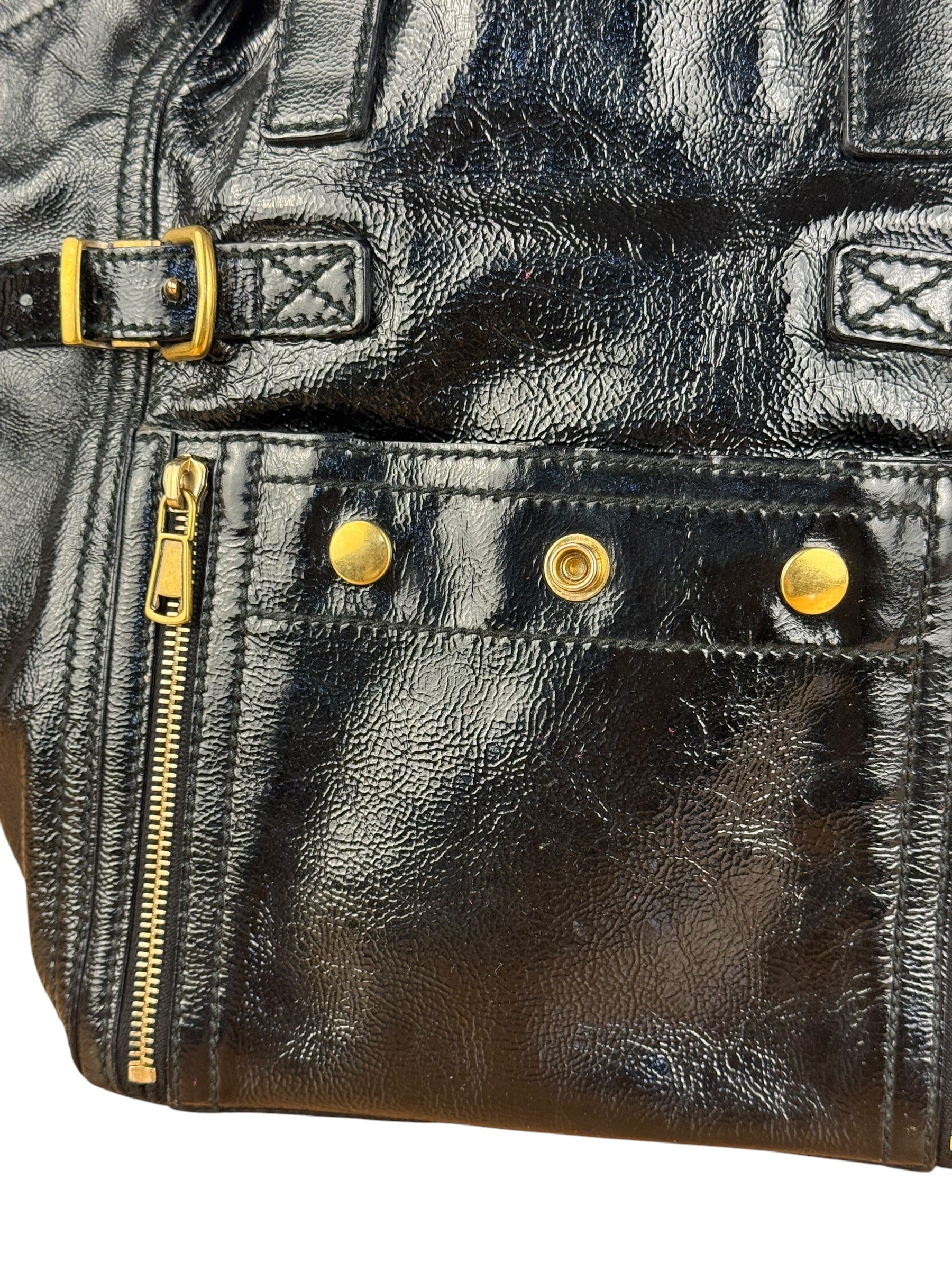 YSL Vintage Black Patent Leather Downtown Handbag - Image 4
