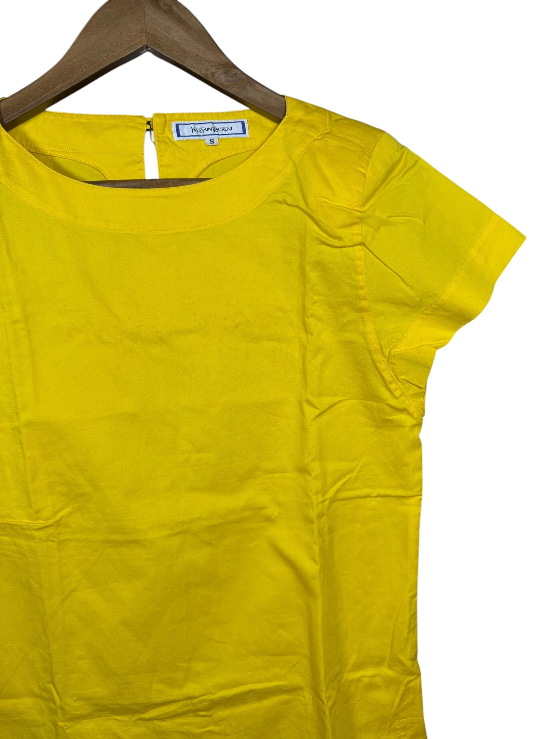 Yves Saint Laurent Padded Short Sleeve Yellow Top - Image 3