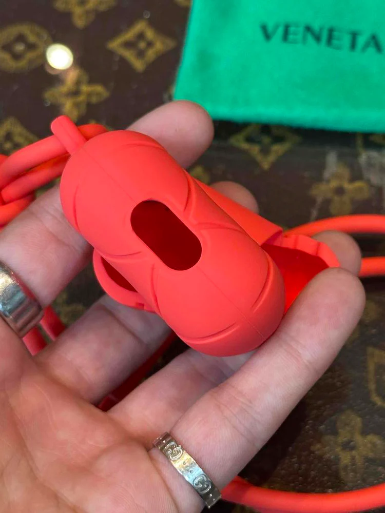 Bottega Rubberized Intrecciato AirPods Case Orange - Image 5