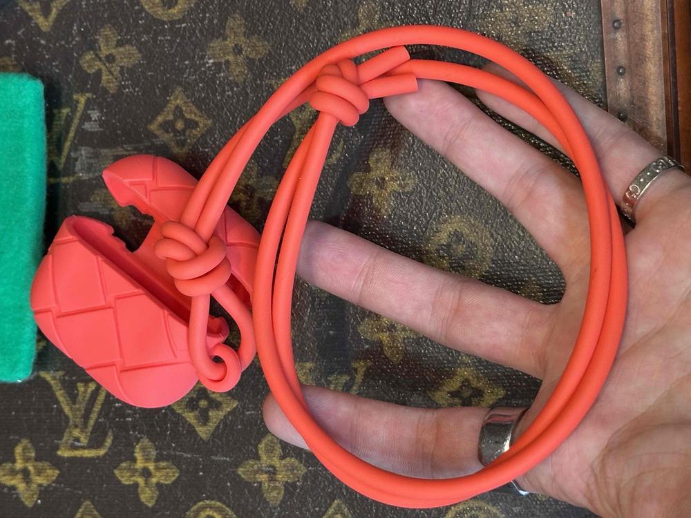 Bottega Rubberized Intrecciato AirPods Case Orange - Image 6