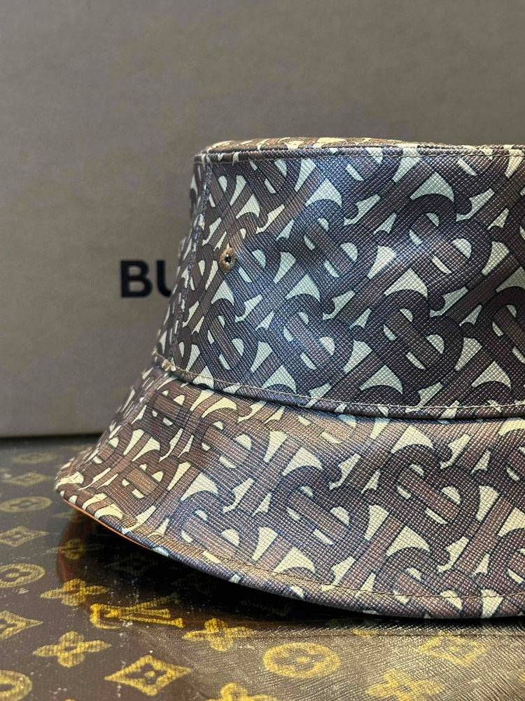 Burberry Coated Canvas Leather-Trim Bucket Hat Brown - Image 3