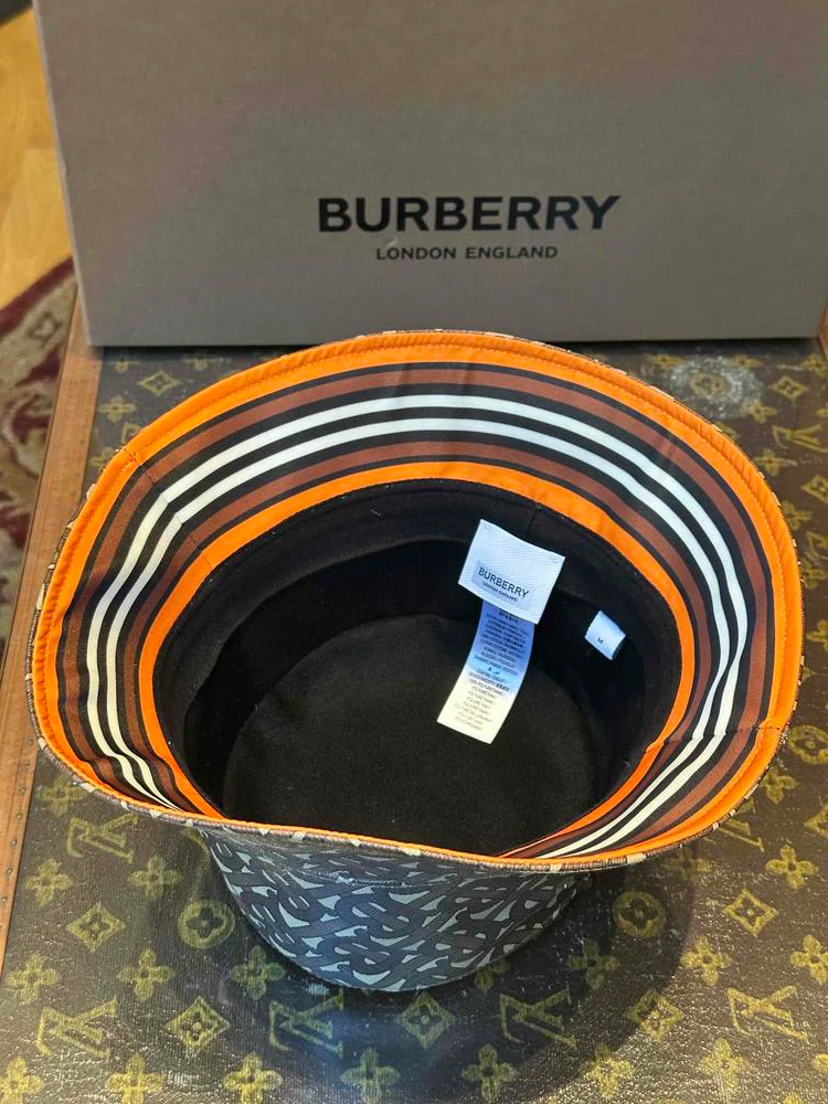 Burberry Coated Canvas Leather-Trim Bucket Hat Brown - Image 4
