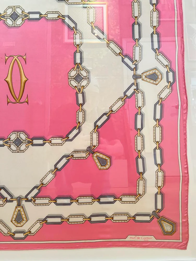 Cartier Pink Chain Link Silk Scarf Framed - Image 3
