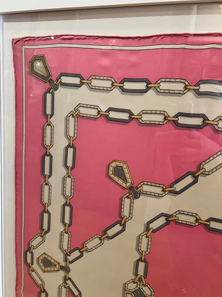 Cartier Pink Chain Link Silk Scarf Framed - Image 4