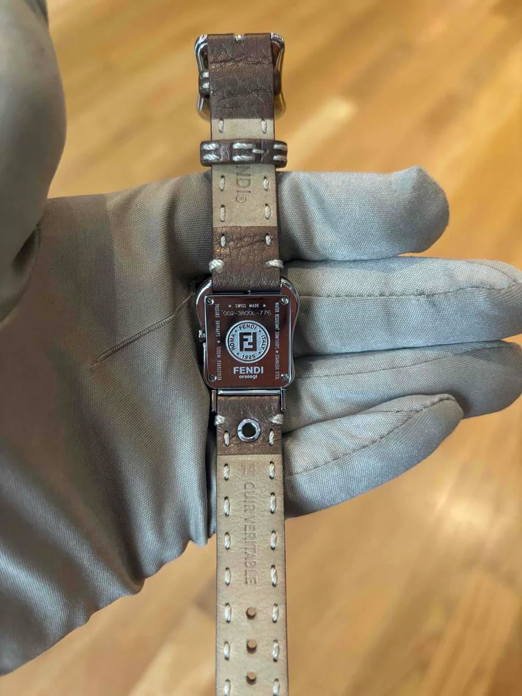 Fendi 22mm Stainless Steel Leather Strap Watch Mother of Pearl Dial - Image 10