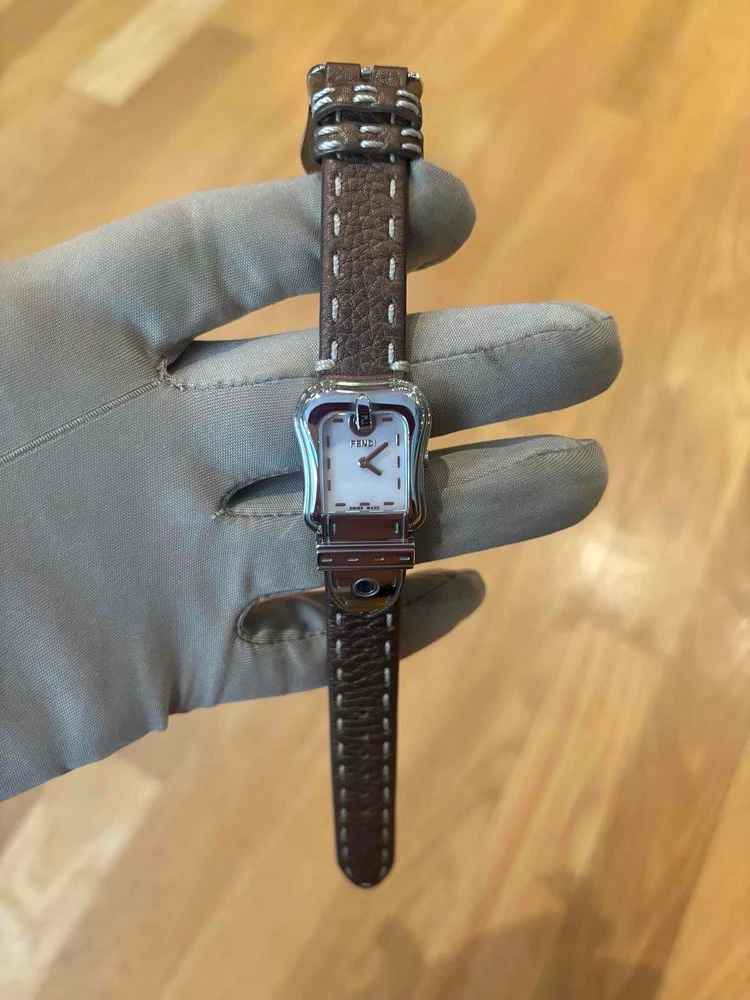 Fendi 22mm Stainless Steel Leather Strap Watch Mother of Pearl Dial - Image 8